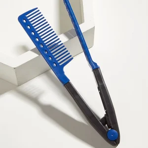 Hairdressing Tool Woman Beauty Make up Cyan Clip Comb Lady V Shape Plastic Straightening Hair Comb