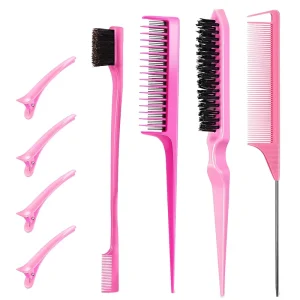 Hairpin Hairbrush Mouse Tail Teasing Comb and Triple Teasing Comb Women’s Styling Comb Set