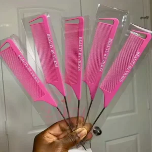 Heat Resistant Parting Hair Comb Custom Logo Plastic Rat Tail Comb Anti Static Braiding Stylist Comb
