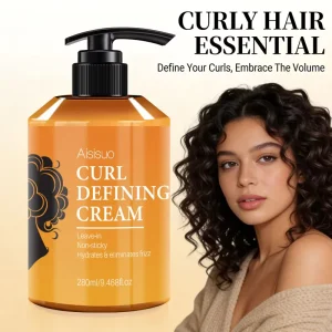 Herbal Castor Oil Strong Hold Hair Curling Cream for Styling Shaping Moisturizing and Volumizing Curly Hair 280ml