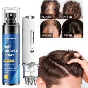 Herbal Scalp Treatment Booster Biotin 5% Hair Growth Gel Spray with Portable Scalp Applicator Comb