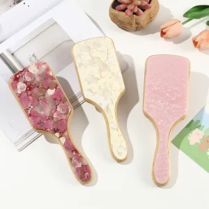 High End Acetate Laminated Hairbrush with Air Cushion Massage Anti Static Wide Tooth Volumizing Styling Brush
