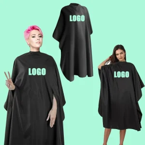 High Quality Comfortable Polyester Salon Barbershop Gown Custom Logo Hairdresser Cape for Stylist and Barber Capes Cutting