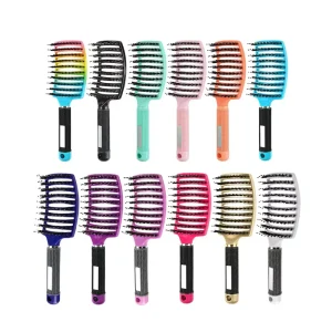 High Quality Curved Vented Detangle Hair Brush Women Hair Scalp Comb Nylon Bristles Hairbrush for Salon Hairdressing Tools
