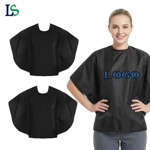 High Quality Hairdressing Cape Luxury Custom Logo Design Polyester Private Label Barber Hair Cutting Black Short Cape