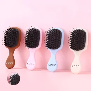 High Quality Laser Bamboo Mini Brush Handle Airbag Hair Styling Brush with Bristles Waterproof Hair Straightener