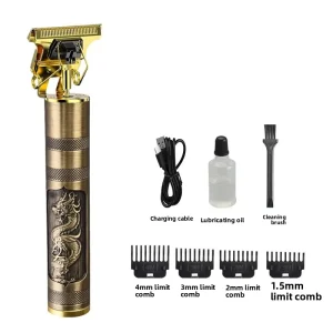 High Quality Professional Stainless Steel Rechargeable T blade Hair Clippers with Adjustable Cutter for Barber Salon & Hotel Use