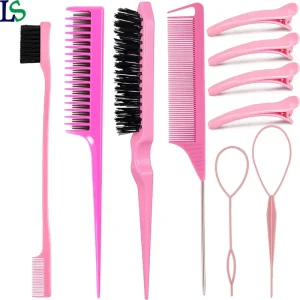 High Quality Salon Barber Hairdressing 10 Pcs Massage Plastic Hair Comb Set for Barbershop
