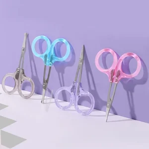 High Quality Stainless Steel Blade Multifunctional Small Scissors with Plastic Handle Nose Hair Eyebrow Beauty Tools