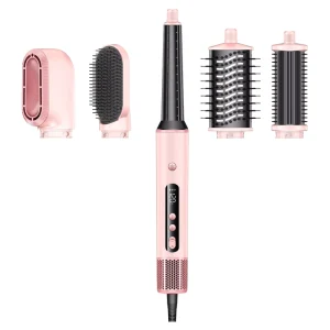 High Speed Ionic 5 in 1 Hair Styling Tool Negative Ion Hot Air Brush Curling Wand Straightener Brush Round Brush for Women