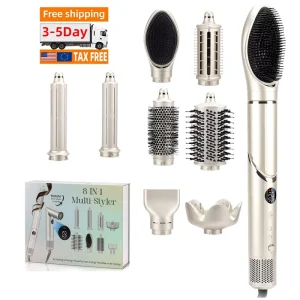 High Speed New Set Auto Curling Iron for Women 110000RPM Hair Dryer 8 in 1 Multi Styler Professional Ionic Hot Air Brush