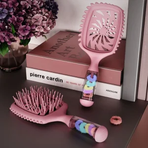Hollowed out Comb Handle with Lead Rope for Storage and Organization of Hairbrushes Household Supplies