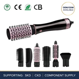 Hot Air Brush Set Electric DC Multi Detachable Interchangeable Hair Straightening Drying 7 in 1 Detachable Hot Air Brush CE ROHS