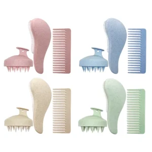 Hot Selling 3 Piece Wheat Straw Comb Hairbrush Set ABS for Hair Massage Knot Silk Beauty Comb Cross Border Fashionable Styling