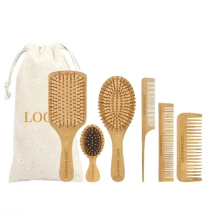 Hot Selling 6 in 1 Hair Brush Comb for Men Women Air Cushion Paddle Bamboo Hairbrush Set