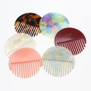 Hot selling European and American Style Acetate Board Hair Comb Cute Round Marble Pattern Hair Comb