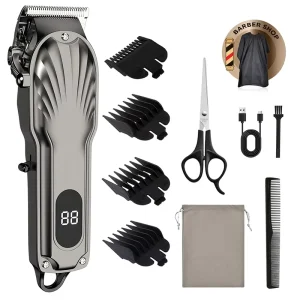 Household Rechargeable Men Tondeuse a Cheveux with Scissors and Comb Cape Attachments Cordless Hair Clipper Kit