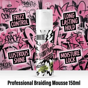 IMMETEE Braid Foam Strong Hold Hair Mousse for Braids Twist and Locs Frizz Control Shine Braiding Mousse 150ml