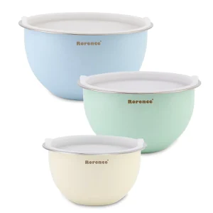 IN STOCK Colorful Salad Serving Bowl Stainless Steel Mixing Bowl Set with Plastic Lid