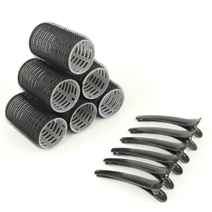 IN STOCK Dia 36x60mm Set of 6 Pieces Plastic Hair Roller Set With 6 Plastic Clips