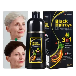 In Stock Factory Price Natural Black Plant Bubble 3 in 1 Dark Brown Herbal Black Hair Dye Shampoo