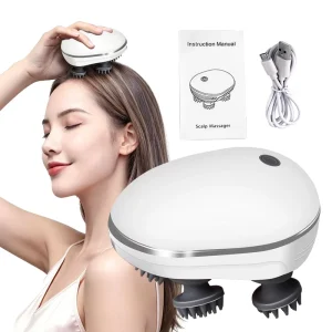 Infrared Scalp Massager with 4 Kneading Massage Heads Head Body Massager for Hair Growth Stress Relax Red Light Nourishes Hair