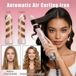 Ionic 6 in 1 Hair Styler Hot Air Brush Hair Dryer with Curler and Straightener French Language Support
