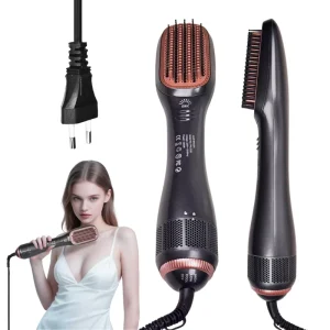 Ionic Hair Straightener Brush 3 Temp Settings Hot Air Comb Frizz Free Styles Flat Iron
