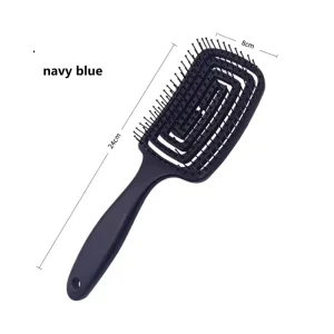 Ionic Portable Travel Hairbrush for Women Long Hair Large Curved Oval Shape Fluffy Texture Styling Comb Nylon Hairdressing