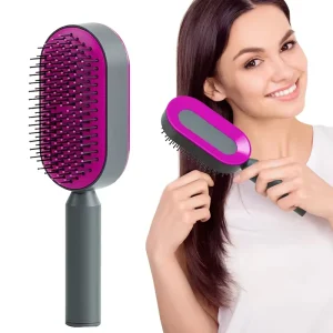 Ionic Self Cleaning Hair Brush for Women Salon Massage Detangling Hair Combs Made of Durable Nylon