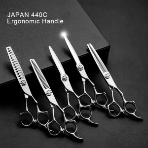 Japan 440C Hair Scissors 60 61HRC High Quality Barber Scissors 6 Inch Hair Cutting Thinning Scissor Professional Barber Shears