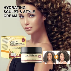 Jaysuing Wavy Curly Coily Hair Styling Cream Women Men Deserve Hair Style Cream Curly Embrace Hydrating Sculpt & style Cream
