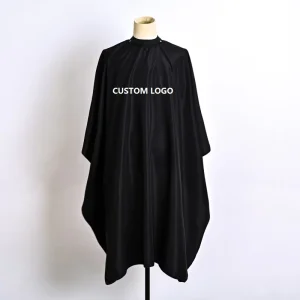 KEFEI High Quality Polyester 240T Custom Embroidery Logo Beauty Sale Cape Waterproof Fabric Hairdressing Cape With Silicone Neck