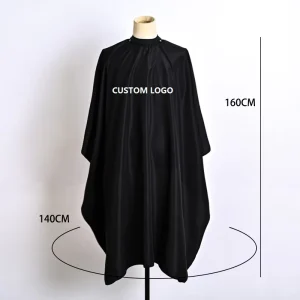 KEFEI Professional Hairdresser Cape 100% Polyester Waterproof Custom Logo Printed Adjustable Waist 140X160cm Barber Apron for