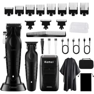 KeMei 2299+2296+1102 Professional Hair Clipper Set for Men Foil Shaver Men’s Facial Grooming Tool Kit Gifts for Men