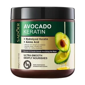 Keratin Avocado Hair Mask Deep Moisturizing 500ml Without Steaming or Slipping Smooth Repair Silk for Hair Care 500g
