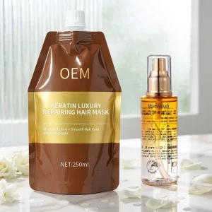 Keratin Collagen Moisturizing Hair Mask & Essence Oil Spray 2-in-1 Set 3-Minute Repair for Frizz Hair