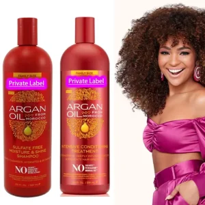 Keratin Vegan Argan Oil Hair Care Set Nourishing Moisture Cream Shampoo Conditioner Treatments Customized Label Refreshing