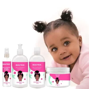Kids Hair Care Kit Fruit Perfumed Hair Oil Shampoo and Wash 2 in 1 Leave in Conditioner Edge Control Set