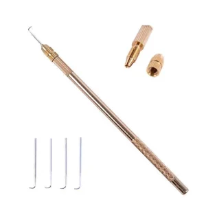 Knitting Needles Hair Weaving Crochet Hook Copper Holder Hair Extension Tools Ventilating Needles for Making Lace Wigs Closure