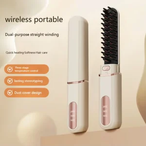 LCD Straight Hair Comb Portable Travel Hair Straightener Anti-Scald Heated Styling Brush USB Charging Cordless Hair Straightener