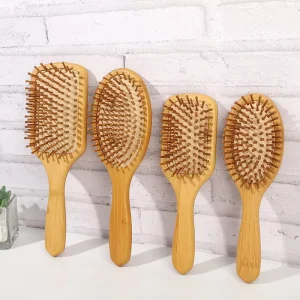 Large Natural Square and Oval Detangling Massage Scalp Wooden Bamboo HairBrush Bamboo Paddle Hair Brush for Women