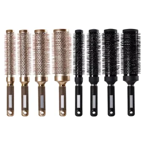 Long Handle Rolling Curling Comb Aluminum Tube Heat-resistant Blow-drying Comb Nylon Ceramic Roller Brush