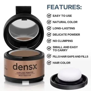 Long Lasting Hairline Repair Powder Volumizer 2-in-1 Formula Natural Cotton Hair Building Fibers for Hair