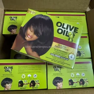 Long Lasting No Lye Hair Straightening Cream Olive Oil Nourishing Hair Relaxer for Home and Salon Use