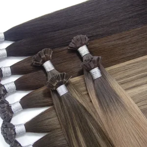 Luxsea Flat Tip Russian Virgin Hair Pre Bonded Extension Double Drawn and Full Thick End Iron Heat Tool
