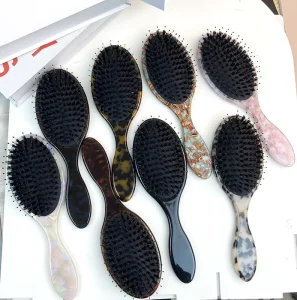 Luxury Hair Brush Professional Salon Acetic Acid Hairbrush Eco friendly Boar Bristle Hair Comb Custom logo Detangling Brush