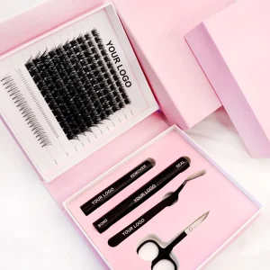 Luxury Handmade Magnetic Box DIY Eyelash Cluster Extensions Kit with Synthetic Hair Segment Lashes and Tools