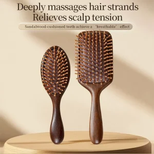 MRD Hair Brush Natural Bamboo Paddle Detangling Hairbrush Massage Scalp Thick Thin Curly Dry Hair for Women & Men