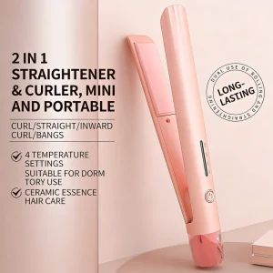 Manual Hair Curler Straightener 2 in 1 Styling Tool Long Lasting Damage Free Style Negative Ion Technology Bangs Root Volume